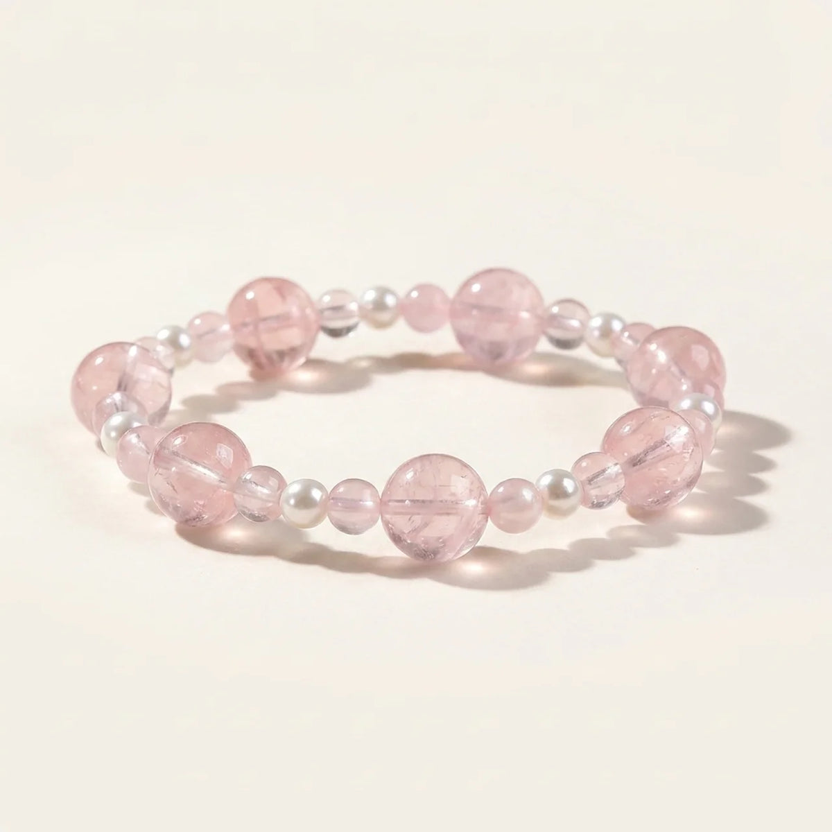 Rosenquarz & Perlen Armband