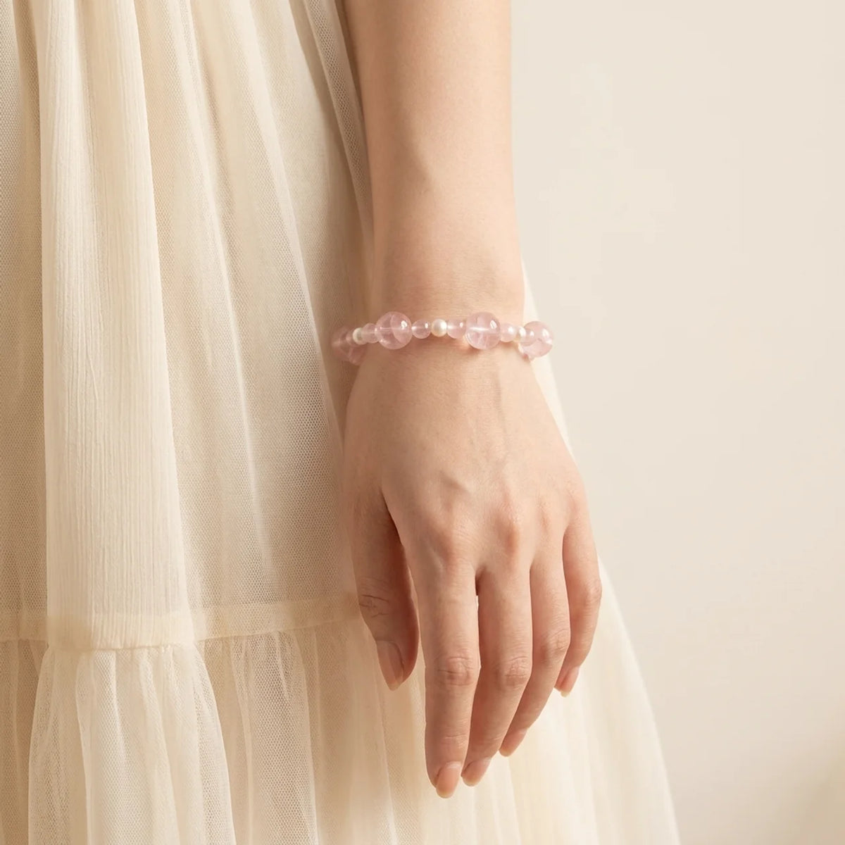 Rosenquarz & Perlen Armband