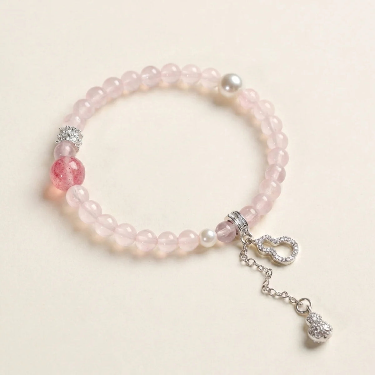 Rosenquarz & Perlen Armband