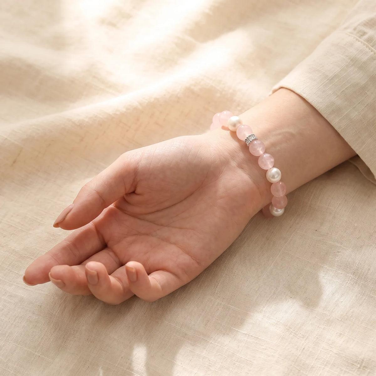 Sakura Rose Quartz & Pearl Bracelet