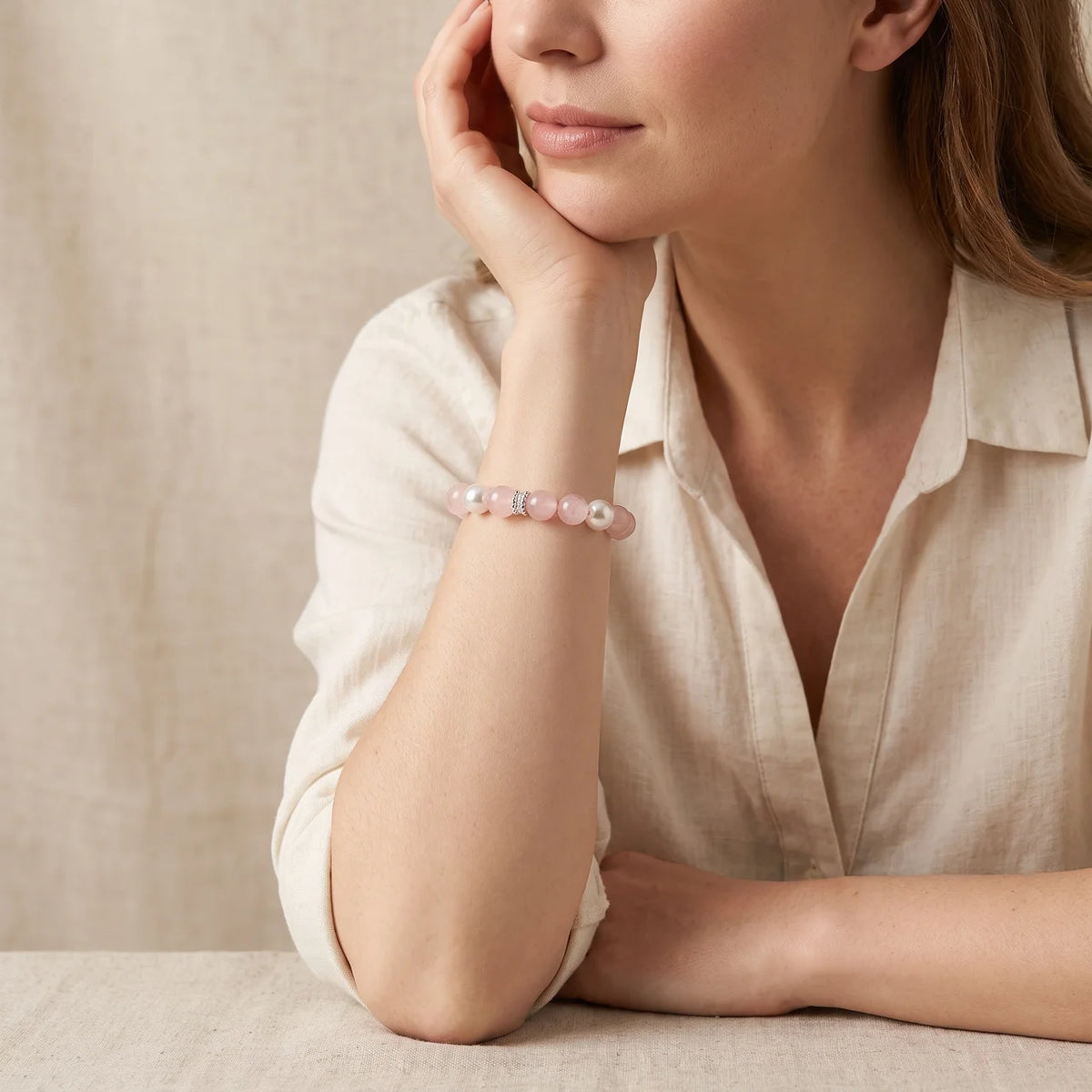 Sakura Rose Quartz & Pearl Bracelet
