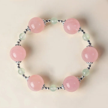 Bracelet en perles de quartz rose et de préhnite