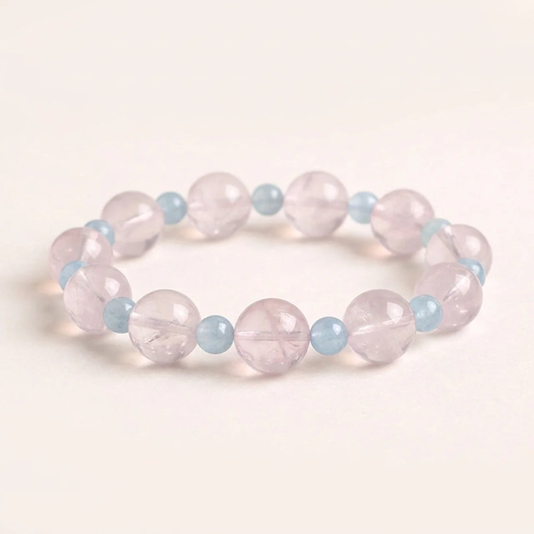 Rose Quartz and Aquamarine Beaded Bracelet