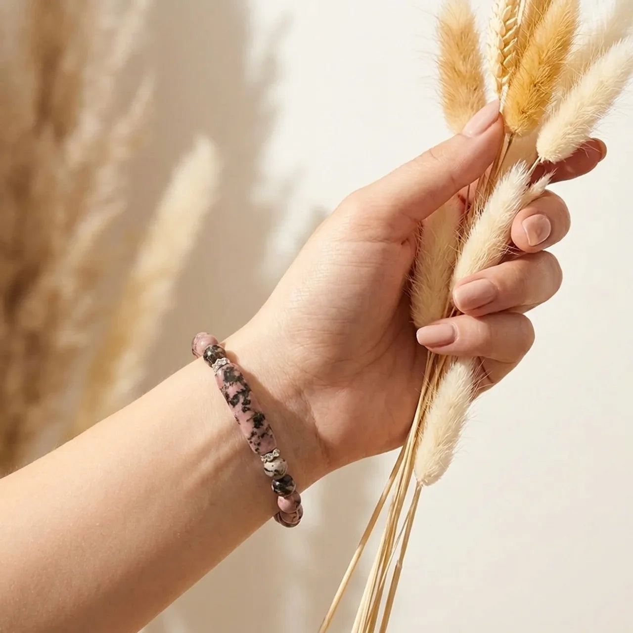 Rose Quartz Love Heart Healing Beads Bracelet