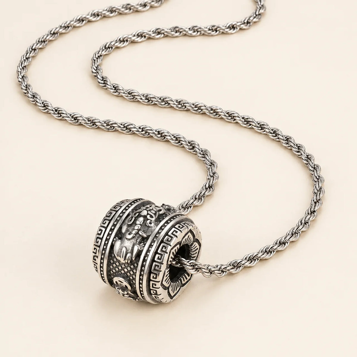 Rotatable Copper Pixiu Wealth Pendant Necklace