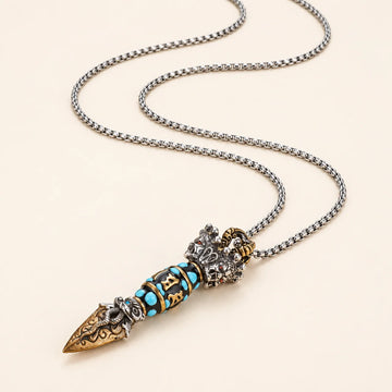 Rotatable Dzi Bead Mantra Pendant Necklace
