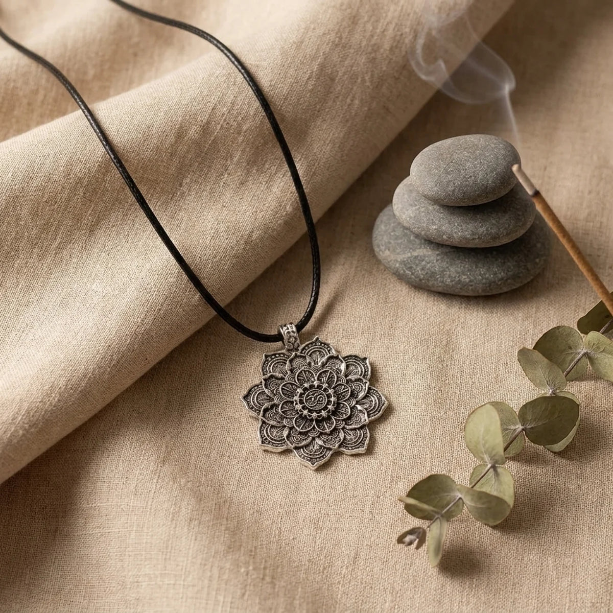 Collier avec pendentif fleur de lotus sacrée
