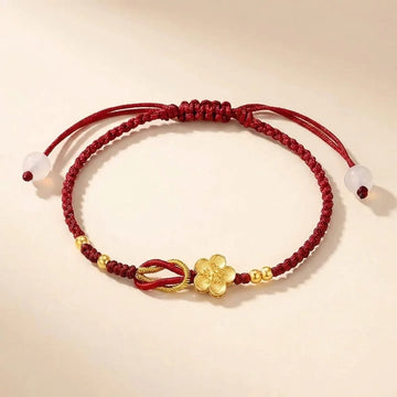Sakura Chalcedony Silver Red String Bracelet