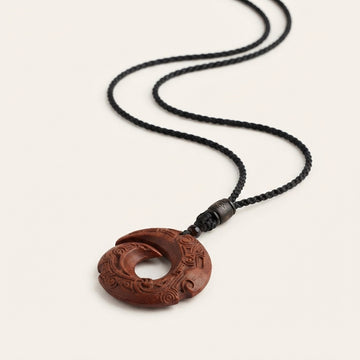 Sandalwood Ebony Peace Buckle Pendant Necklace