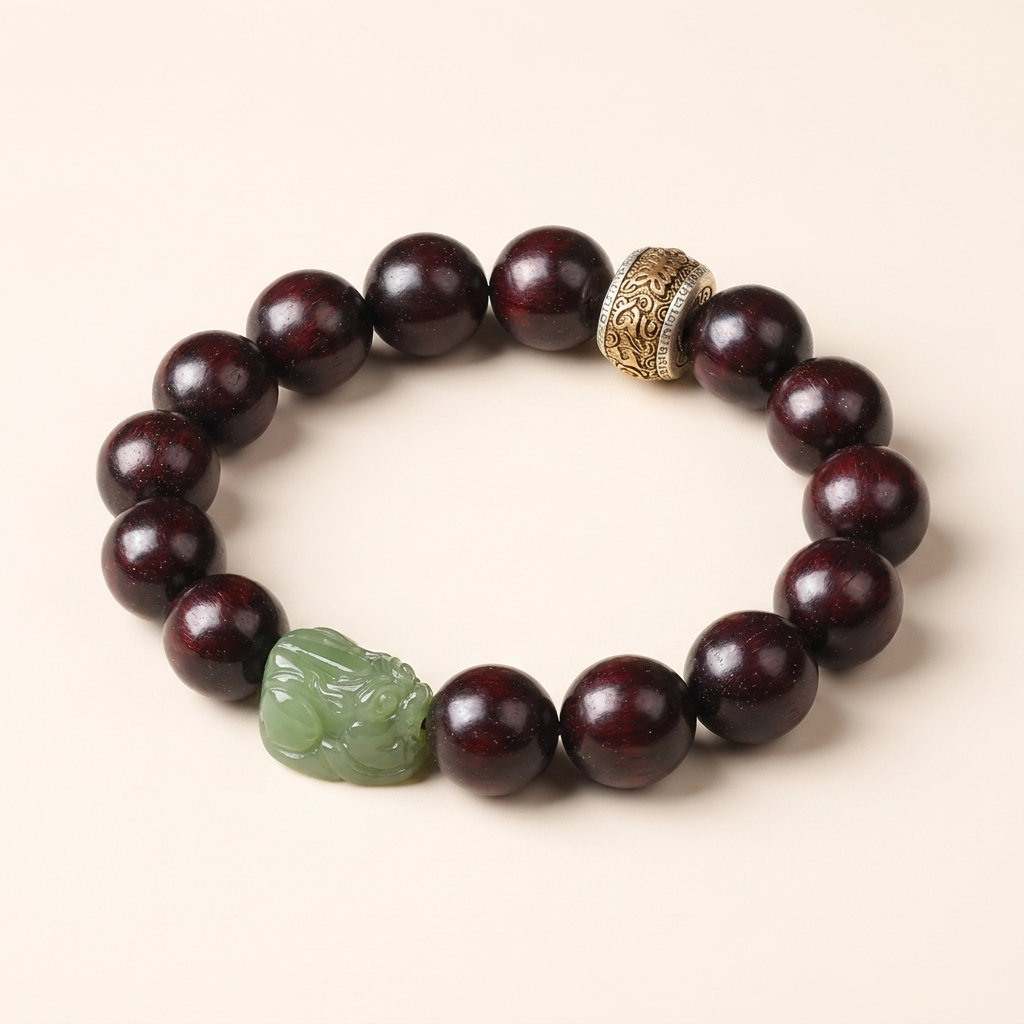 Sandalwood Hetian Jade Pixiu Bead Bracelet