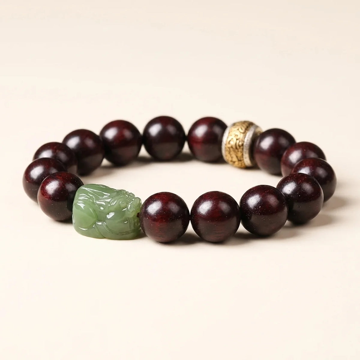 Sandalwood Hetian Jade Pixiu Bead Bracelet