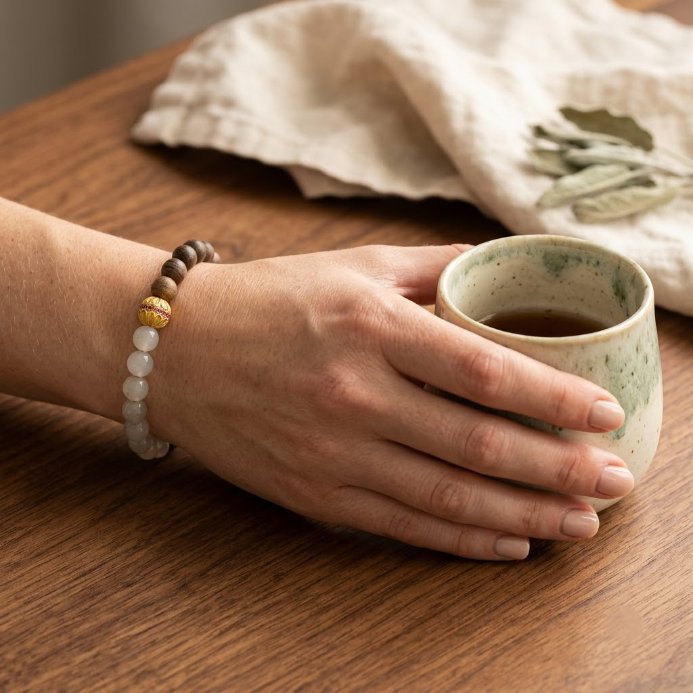 Sandelholz Jade Armband