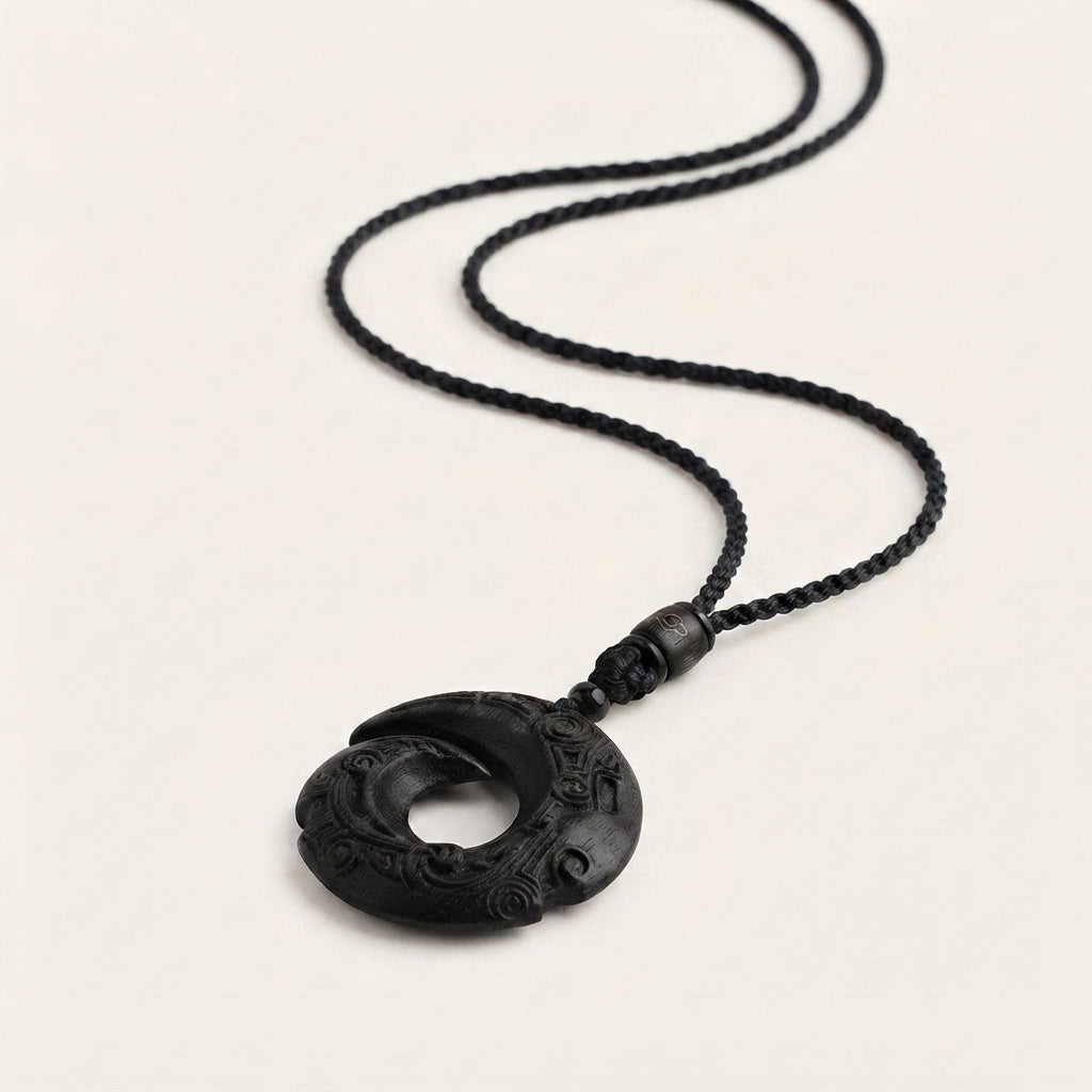 Sandalwood Ebony Peace Buckle Pendant Necklace