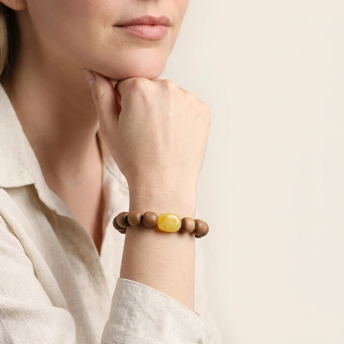 Sandalwood and Amber Meditation Bracelet