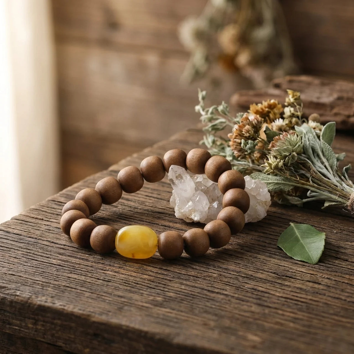 Sandalwood and Amber Meditation Bracelet