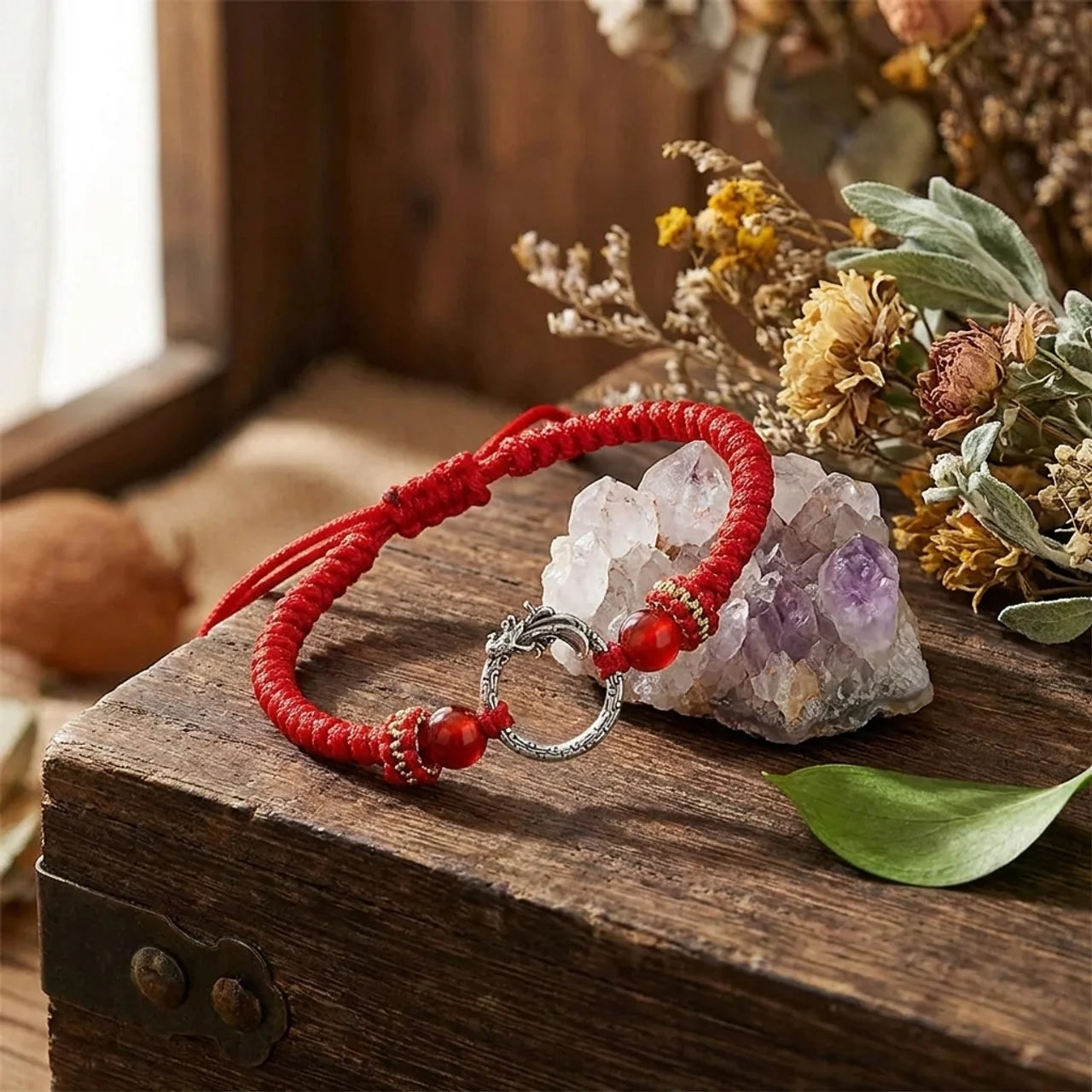 Silver Dragon Phoenix Peace Buckle Couple Bracelet