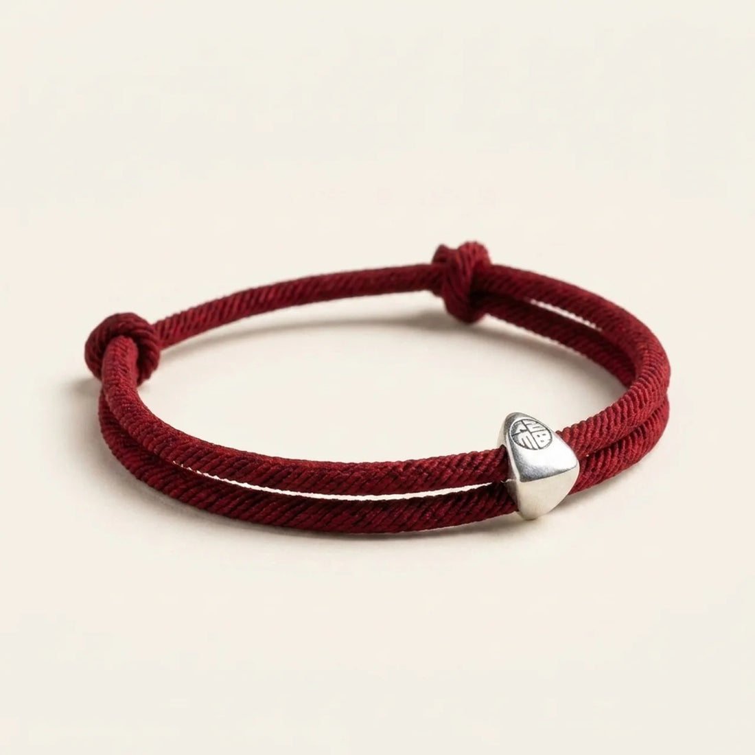 Silver Fu Character Red String Bracelet