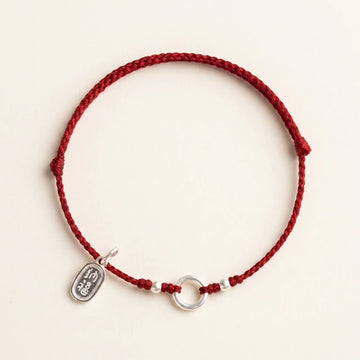 Silver Lotus Peace Buckle Red String Bracelet