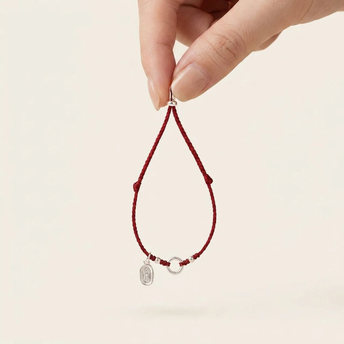 Silver Lotus Peace Buckle Red String Bracelet