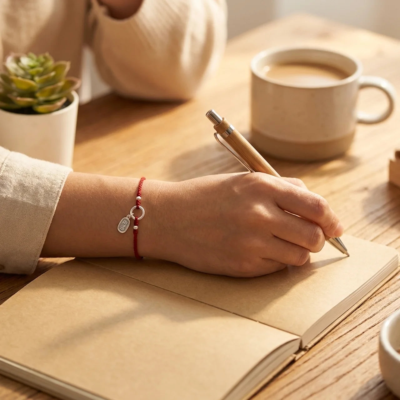 Silver Lotus Peace Buckle Red String Bracelet