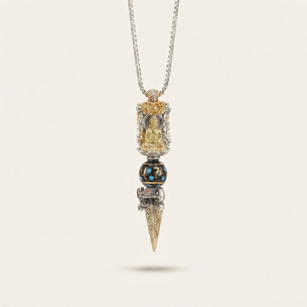 Turquoise Om Mantra Vajra Pendant Necklace