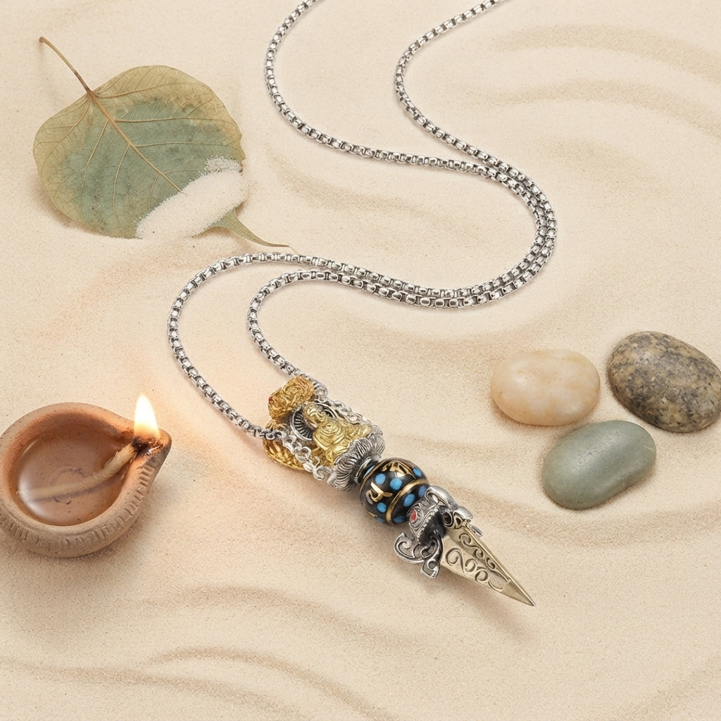 Turquoise Om Mantra Vajra Pendant Necklace