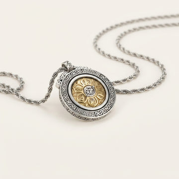 Silver Plated Rotating Mantra Pendant Necklace