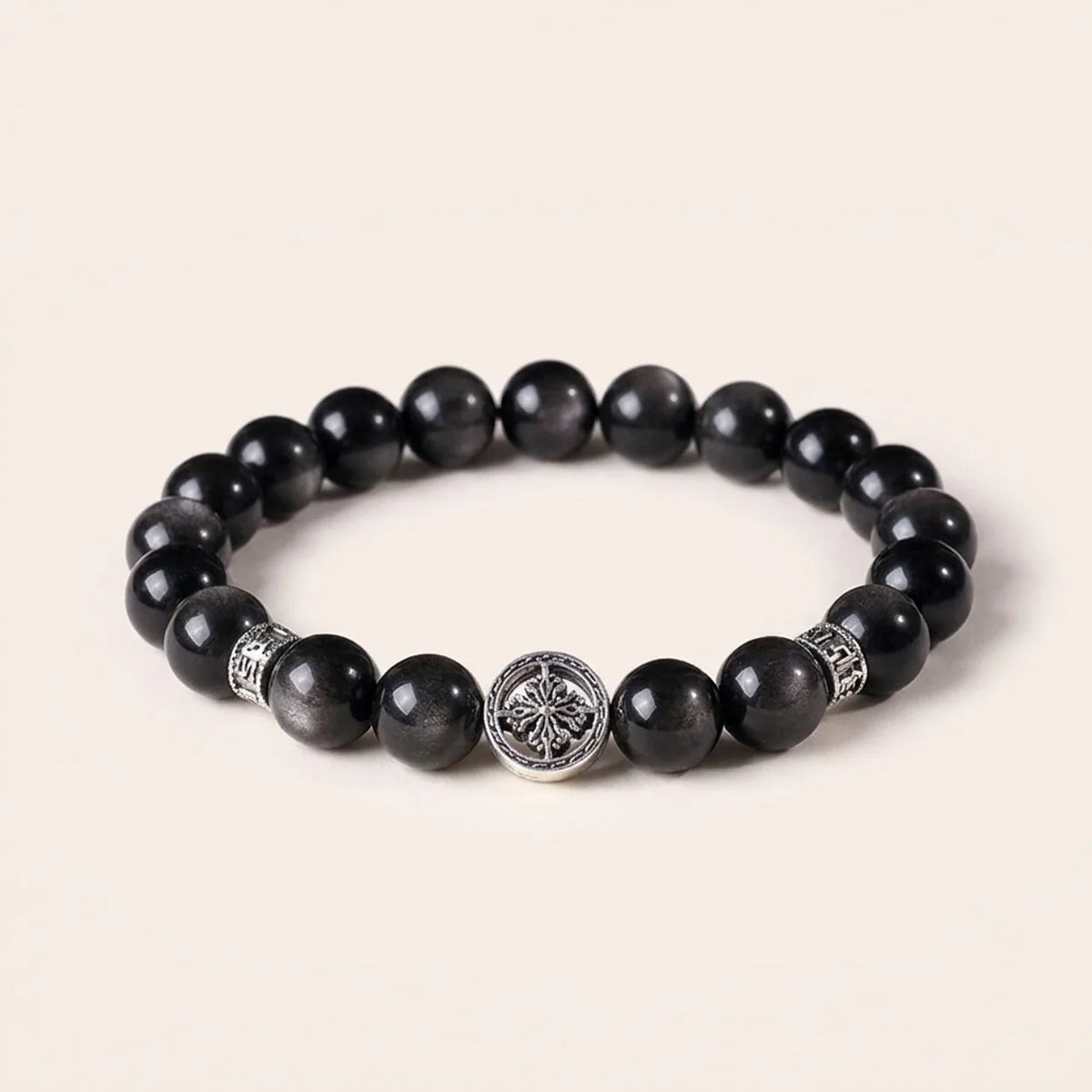 Silver Sheen Obsidian Star Guardian Bracelet