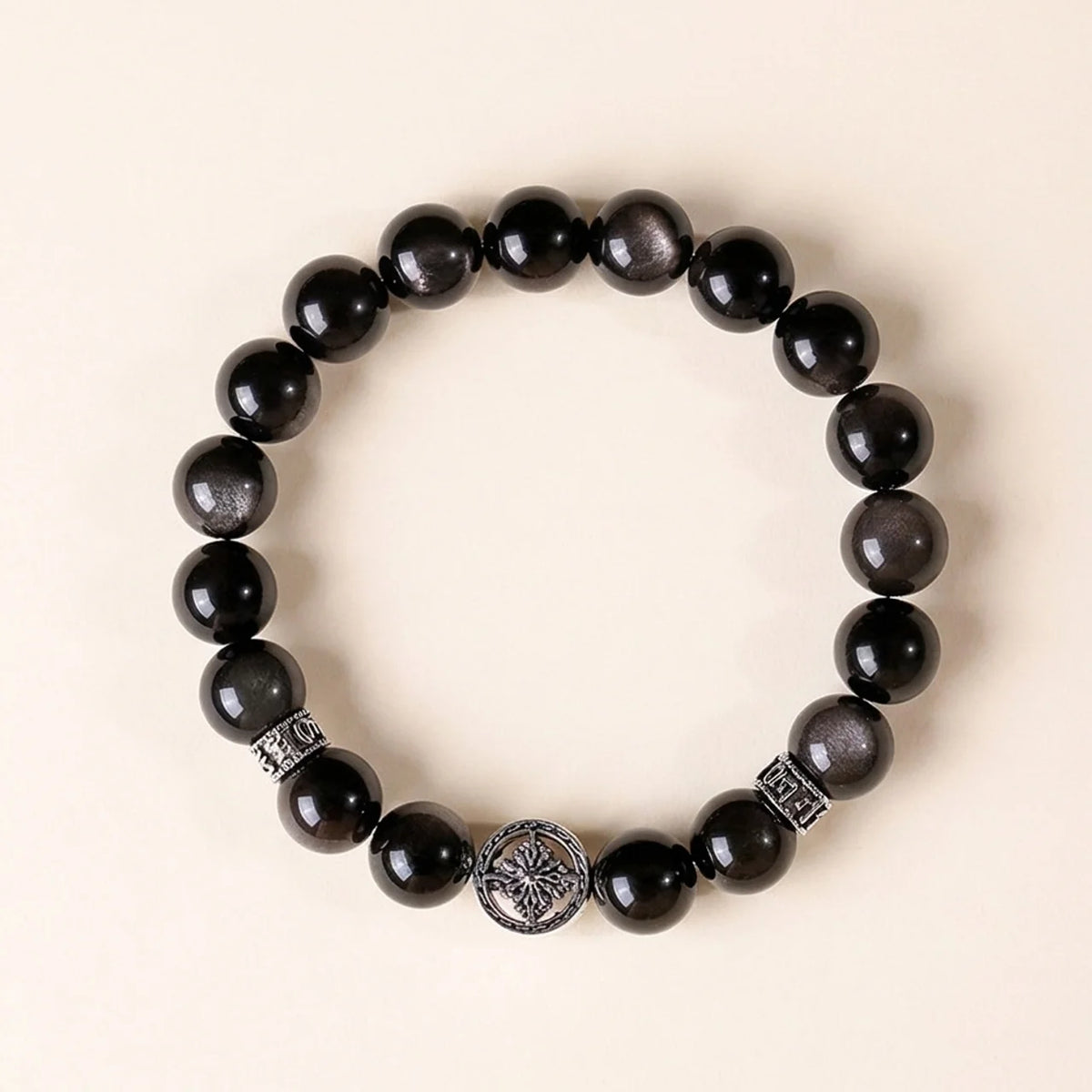 Silver Sheen Obsidian Star Guardian Bracelet