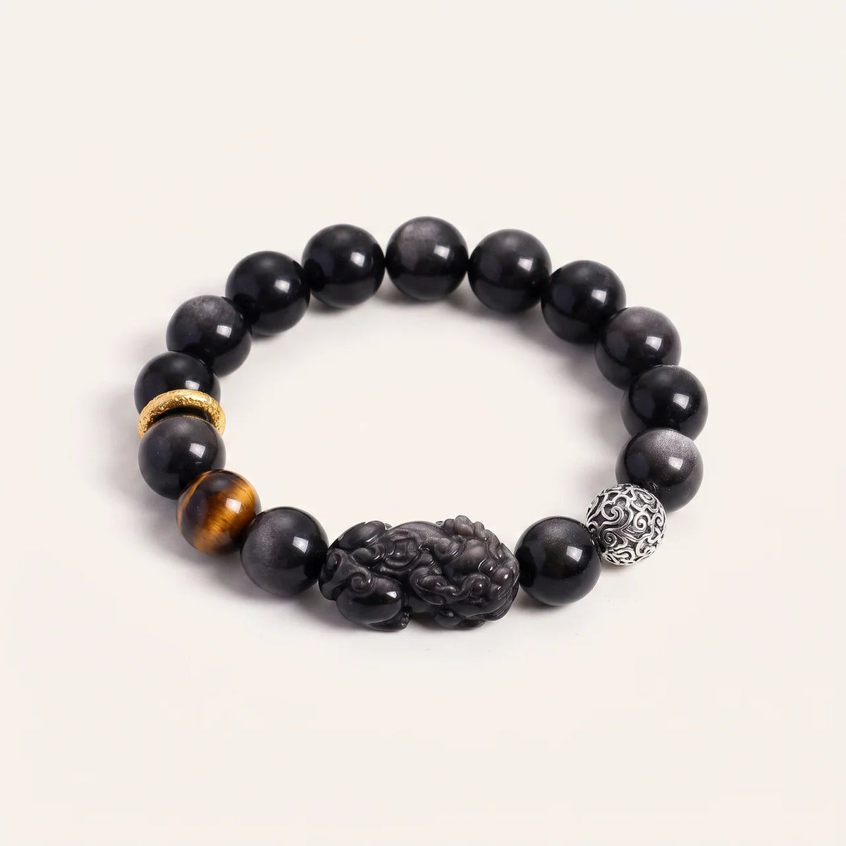 Silver Sheen Obsidian Stone Bracelet