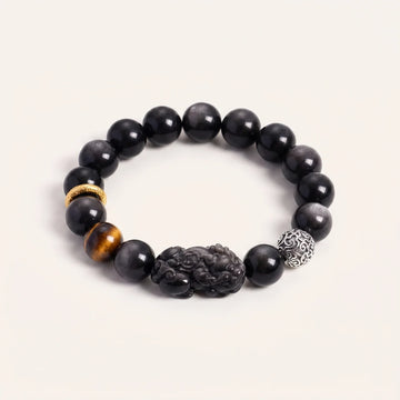 Silver Sheen Obsidian Stone Bracelet