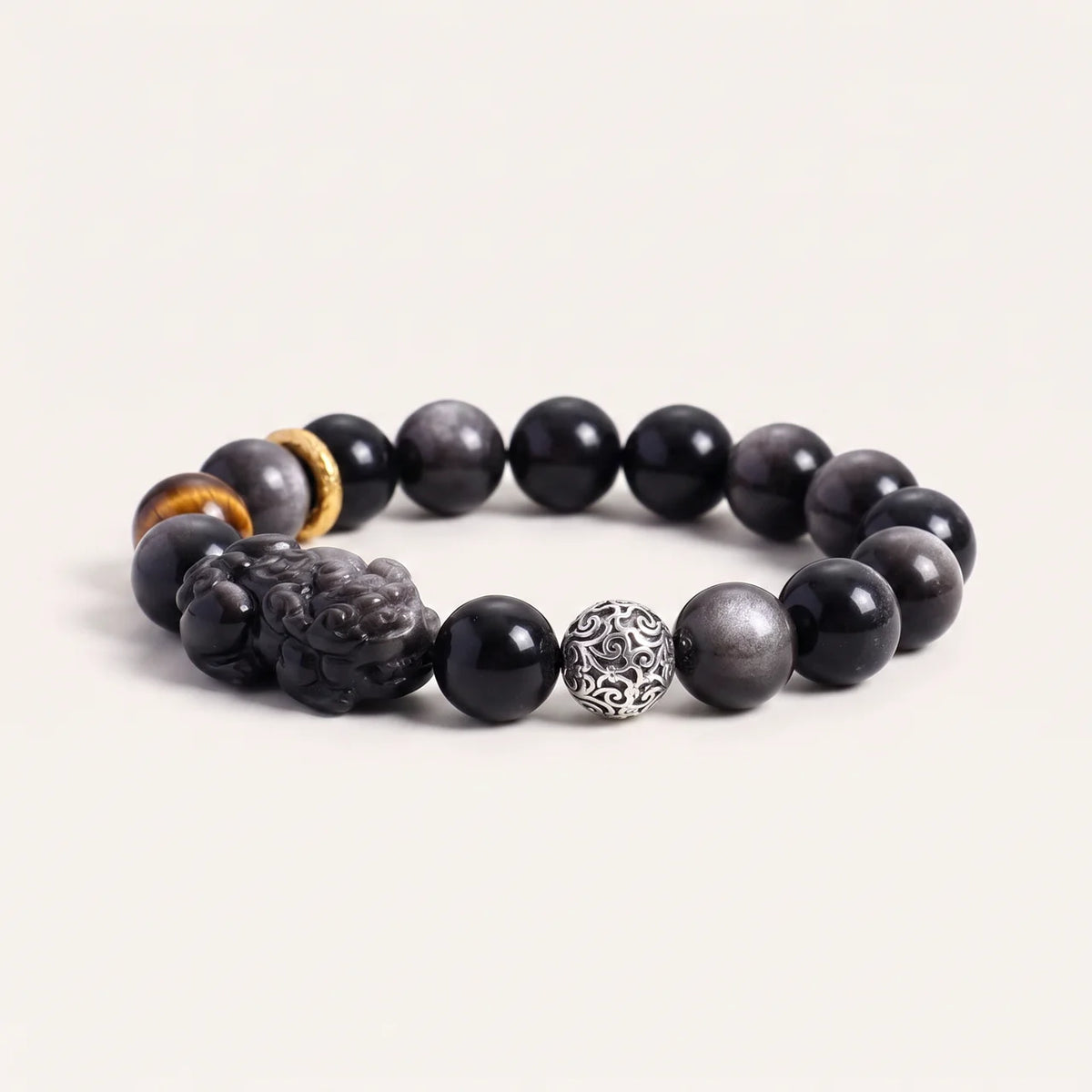 Silver Sheen Obsidian Stone Bracelet