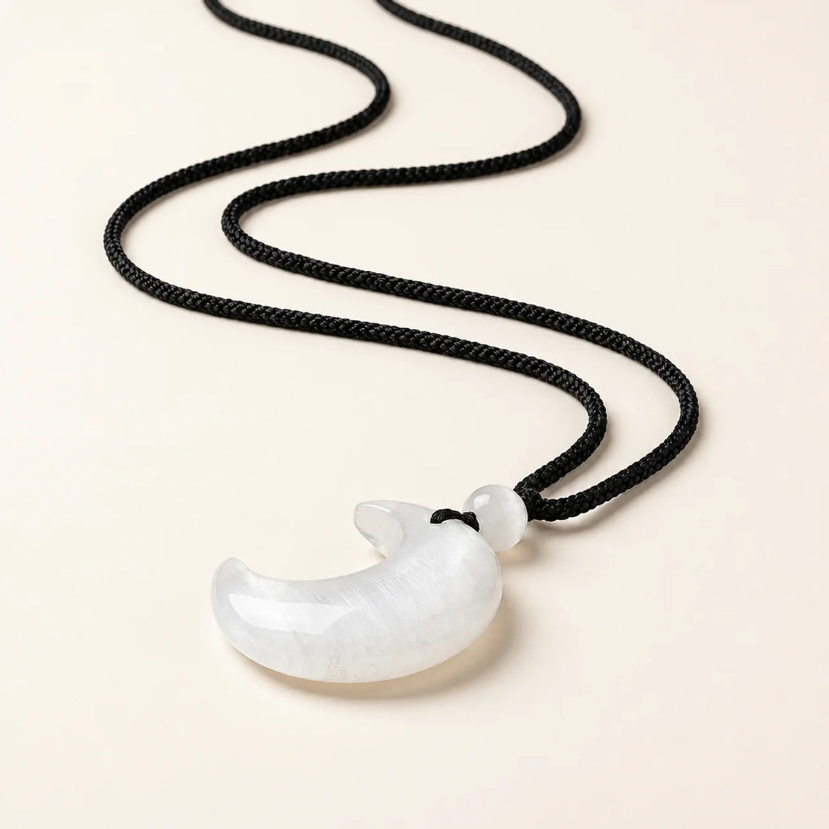 Silver Sheen Obsidian Yin Yang Moon Pendant Necklace