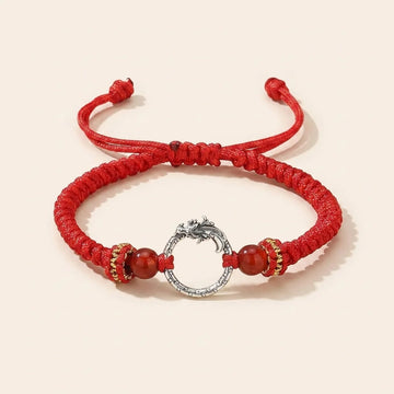 Silver Dragon Phoenix Peace Buckle Couple Bracelet