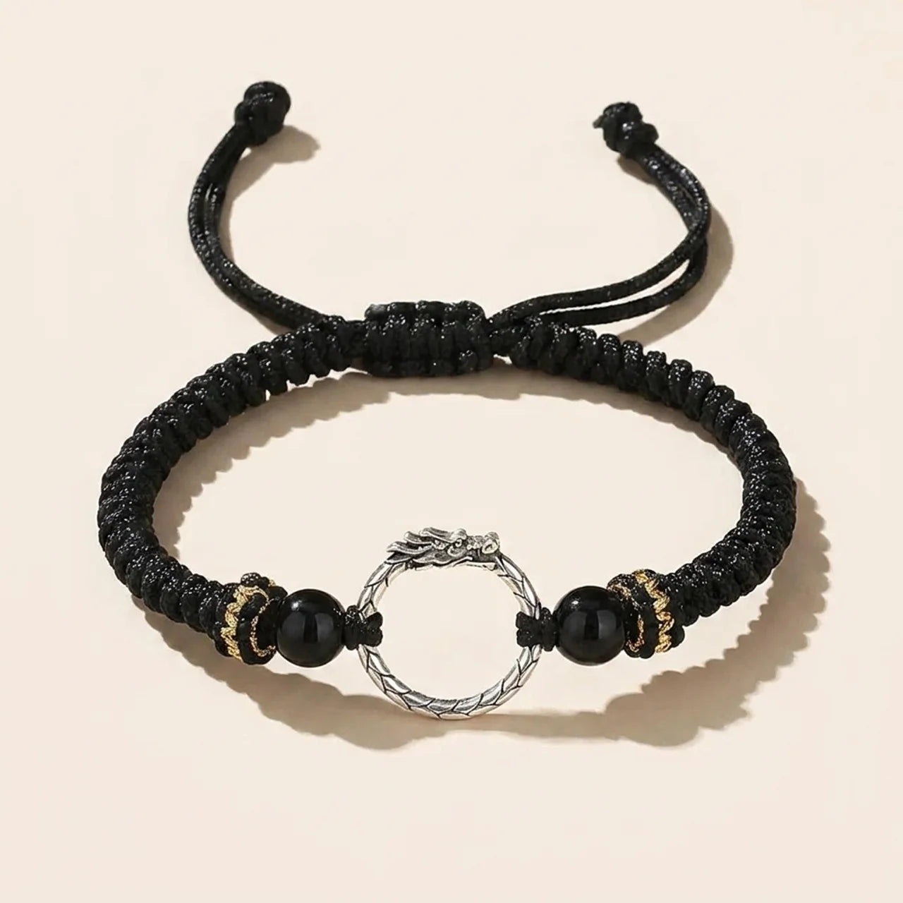 Silver Dragon Phoenix Peace Buckle Couple Bracelet