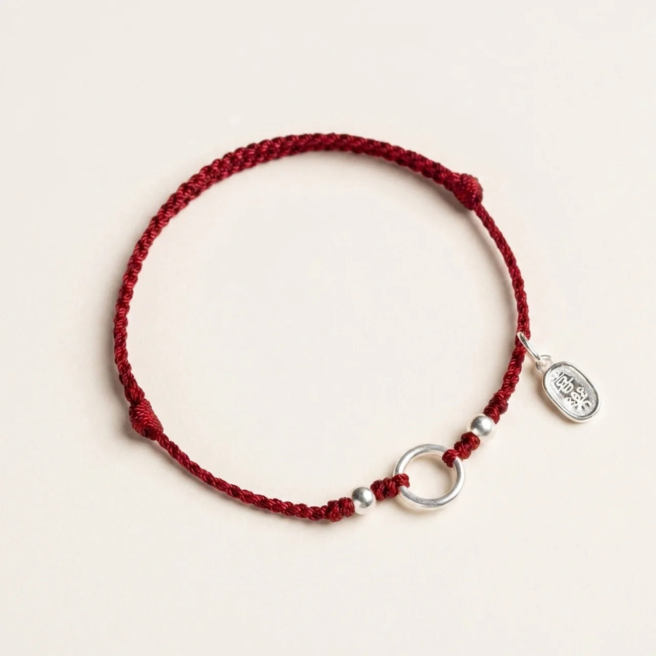 Silver Lotus Peace Buckle Red String Bracelet