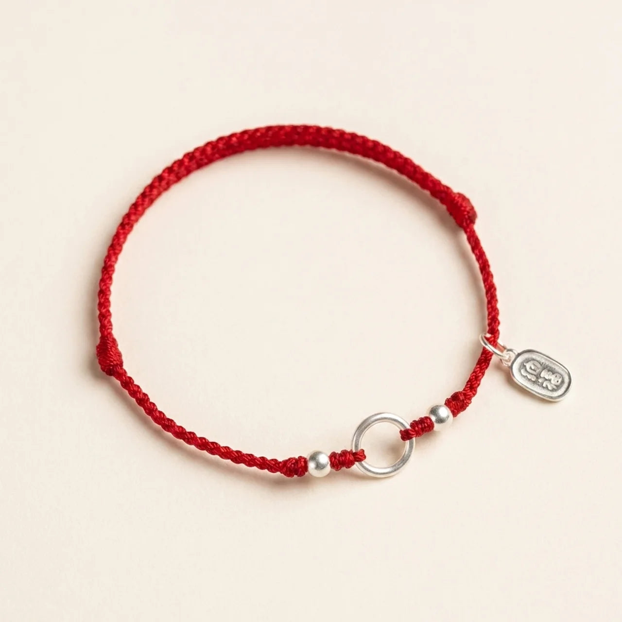 Silver Lotus Peace Buckle Red String Bracelet