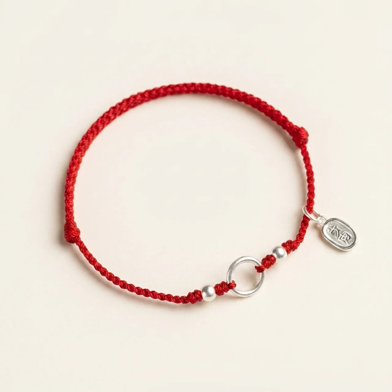 Silver Lotus Peace Buckle Red String Bracelet