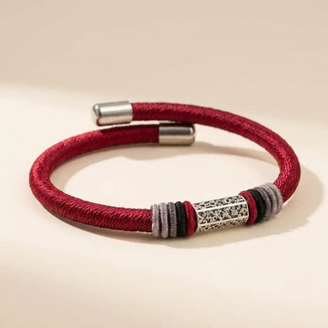 Silver Om Mani Padme Hum Red String Bracelet