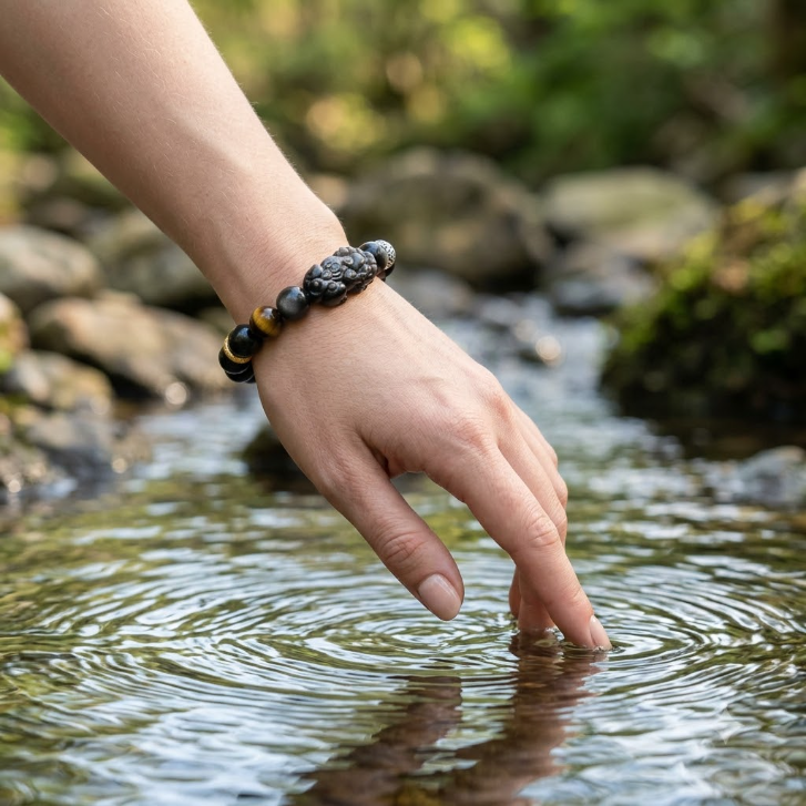 Silver Sheen Obsidian Stone Bracelet
