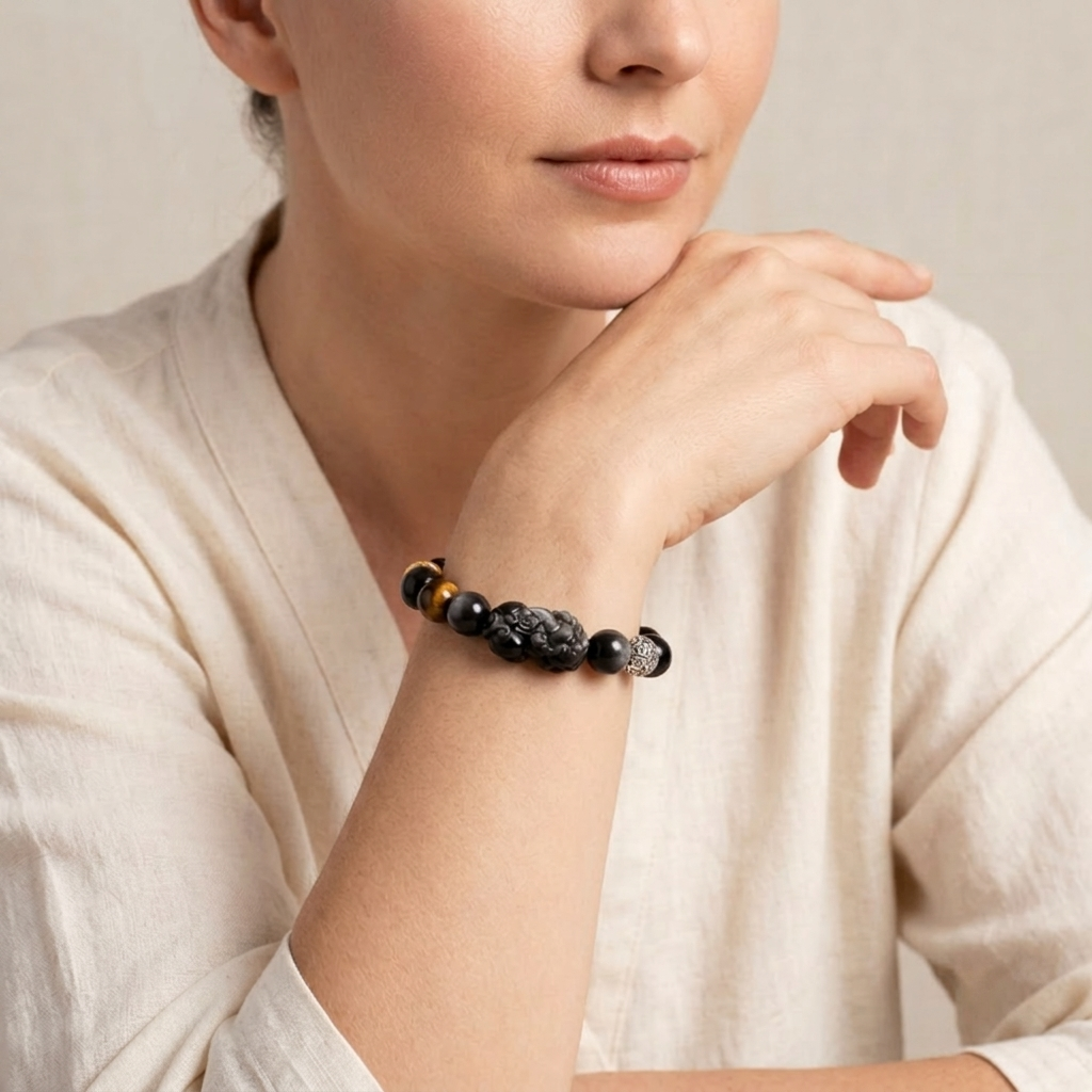 Silver Sheen Obsidian Stone Bracelet