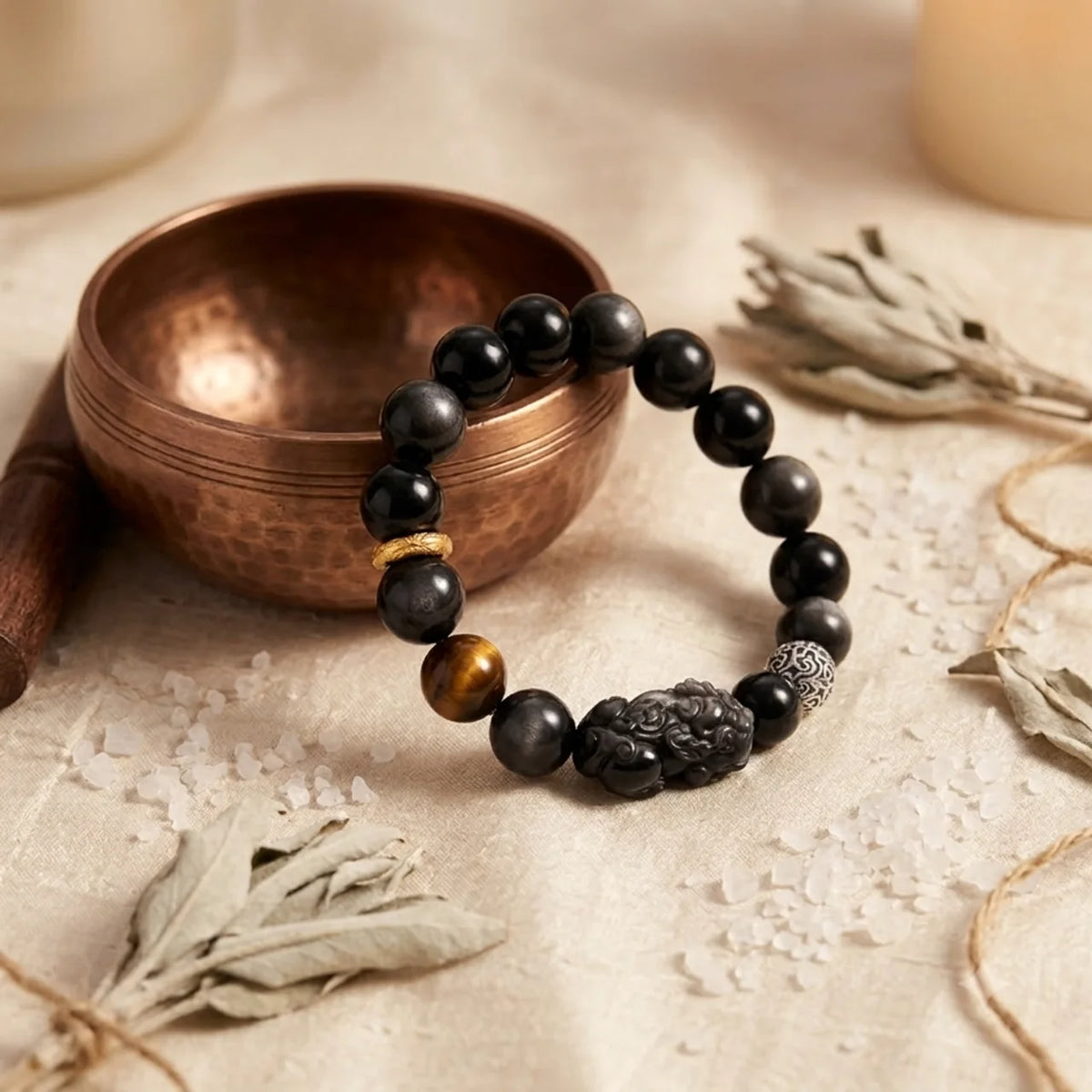Silver Sheen Obsidian Stone Bracelet