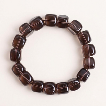 Smoky Quartz Cube Beaded Bracelet