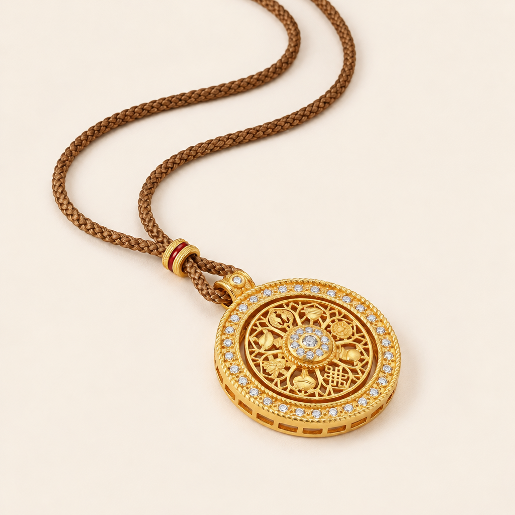 Spinning Buddhist Compass Pendant Necklace