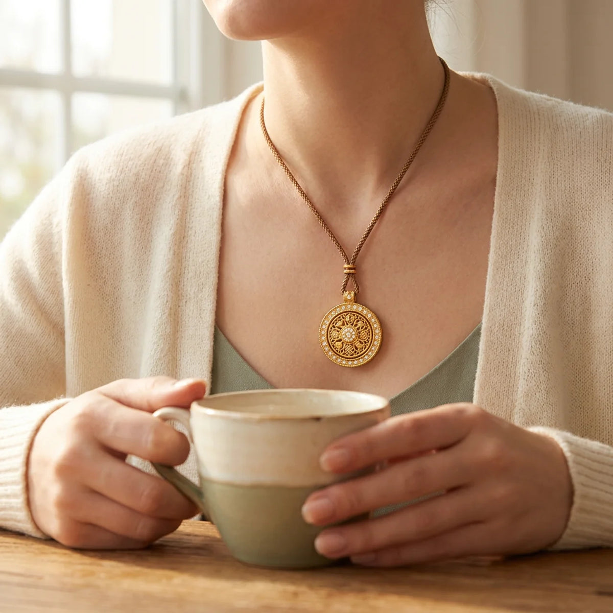Spinning Buddhist Compass Pendant Necklace