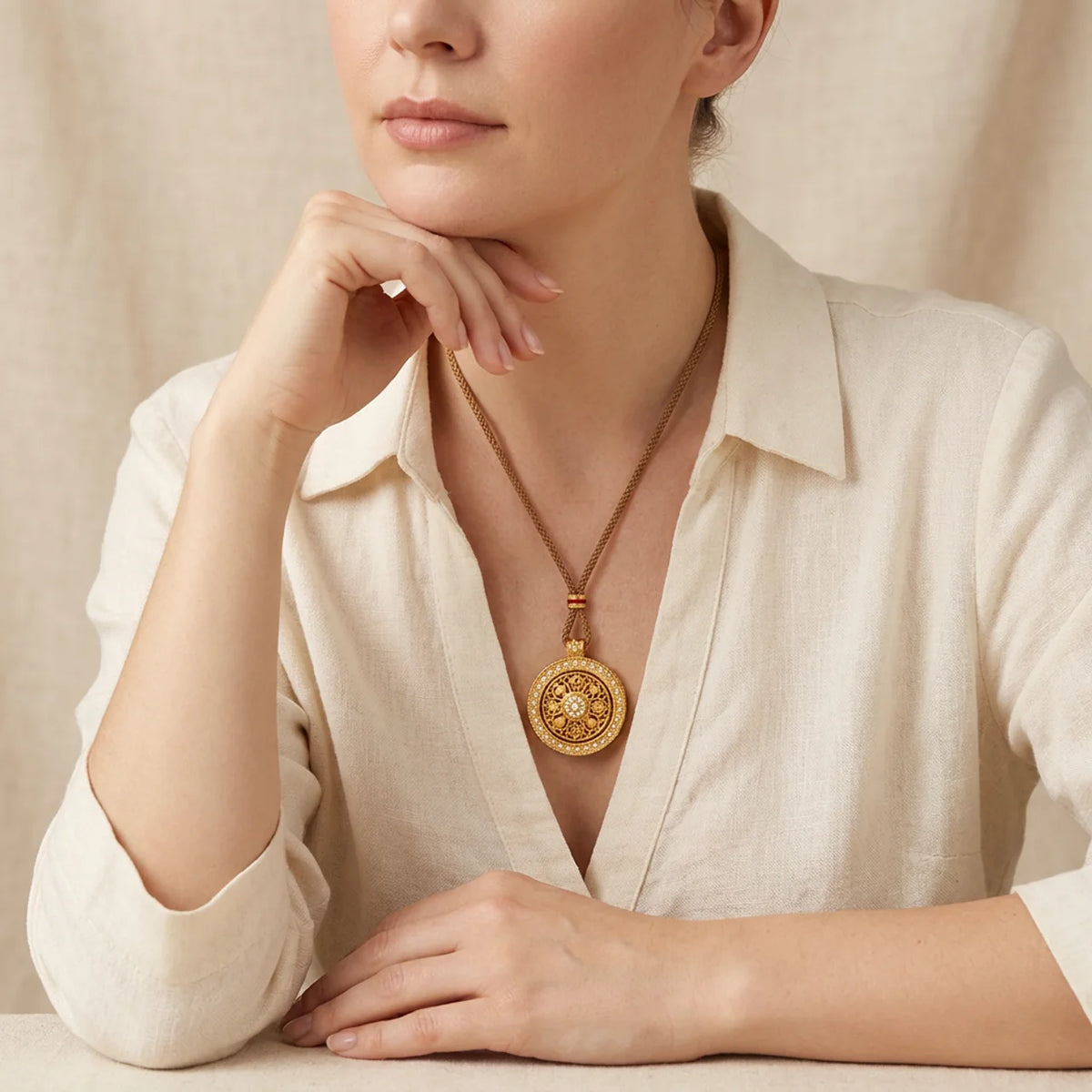 Spinning Buddhist Compass Pendant Necklace