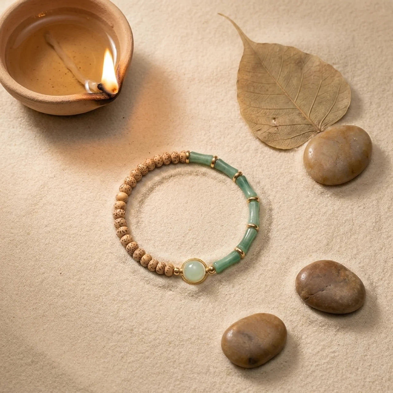 Star Moon Bodhi Seed Aventurine Bracelet