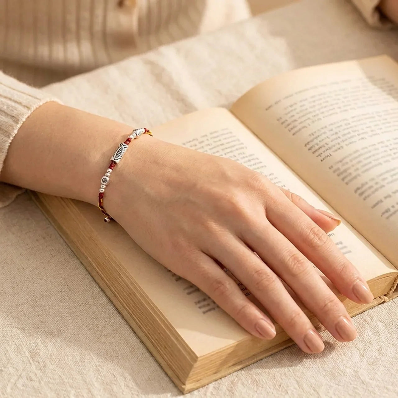 Sterling Silver Koi Fish Braided String Bracelet