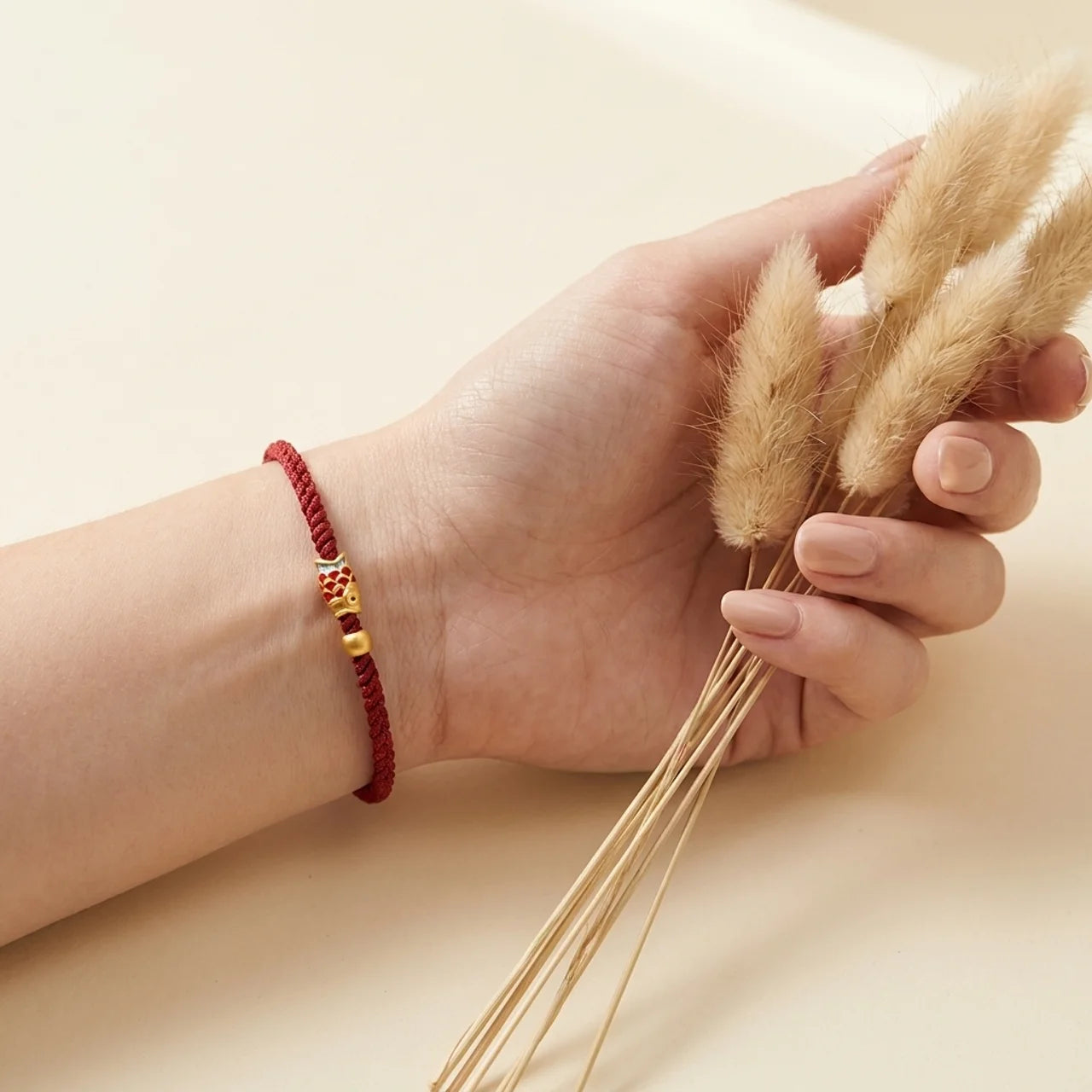 Sterling Silver Koi Fish Red String Bracelet