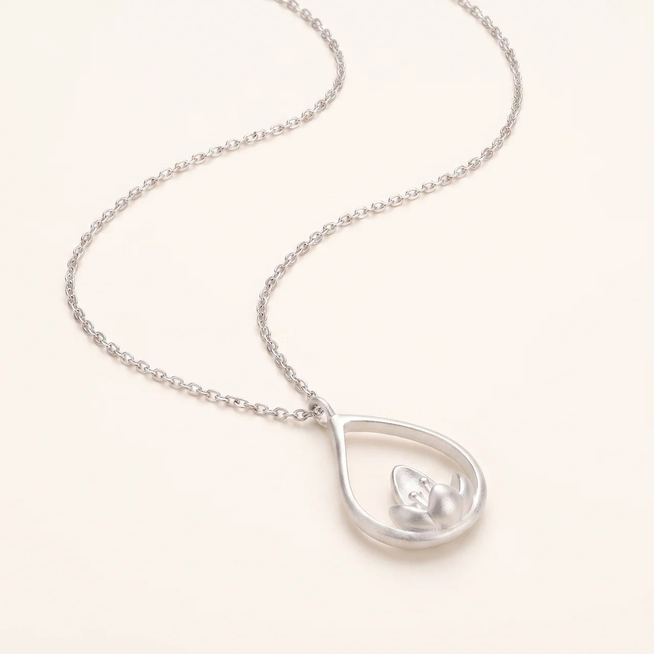 Sterling Silver Lotus Flower Pendant Necklace